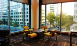 Limpieza de cristales en alto en una empresa